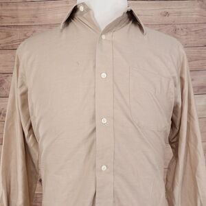 LAUREN RALPH LAUREN CLASSIC FIT NON IRON BROWN DRESS SHIRT 16 32/33 **READ